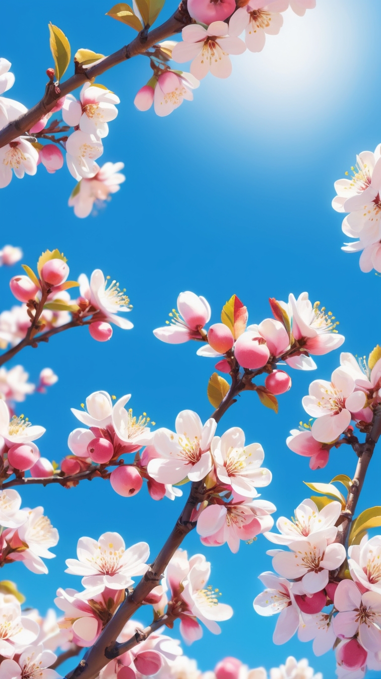iPhone AI Blooming Apple Orchard Elegant Wallpaper Copyright-Free Stock Photo